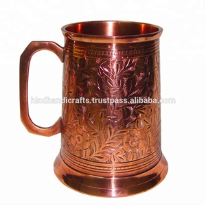 Verres finis brillants La meilleure tasse cylindrique en cuivre pur artisanal avec poignée du fabricant indien - Product Image 3