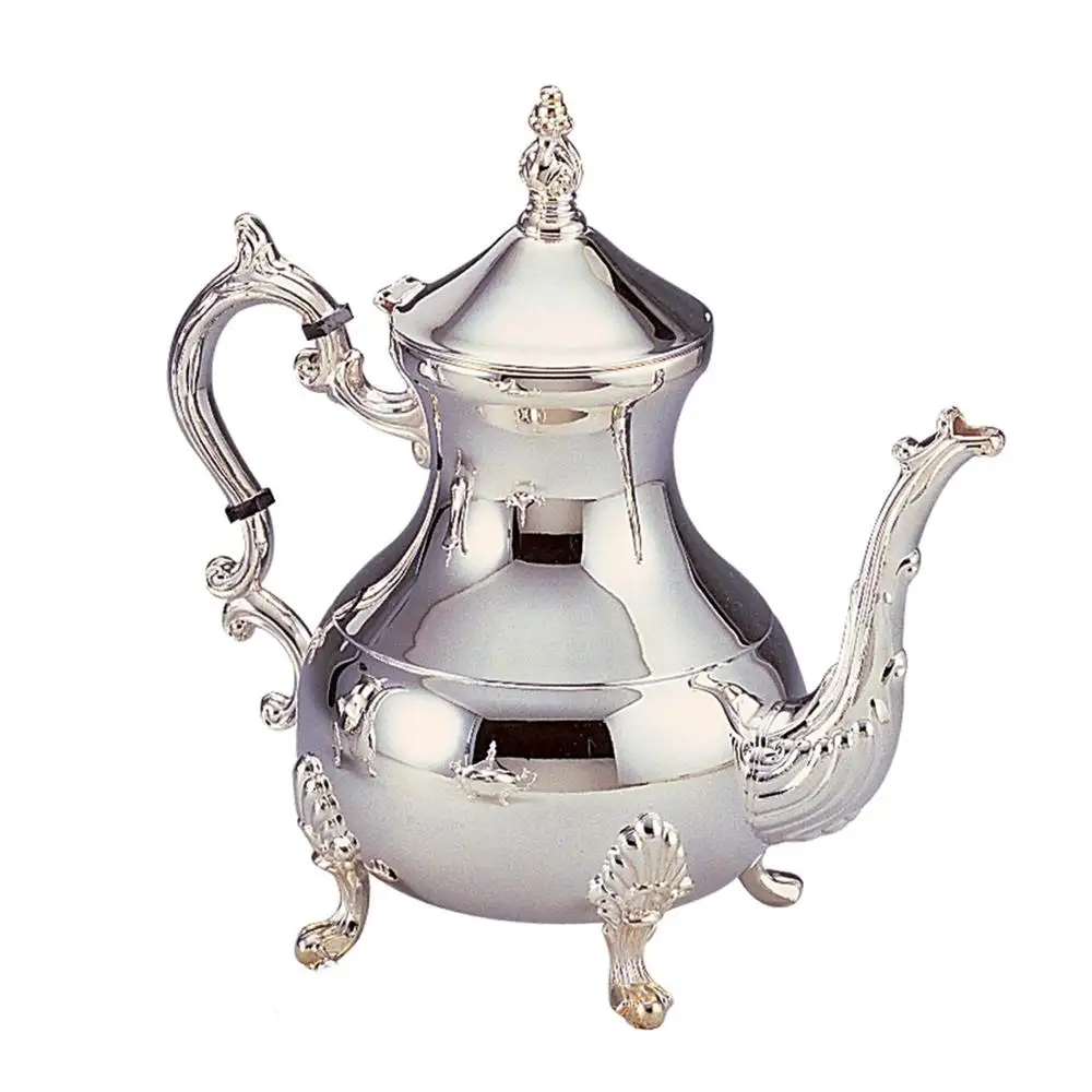 Hervidor de té de diseño elegante con patas soldadas, tetera chapada en plata hecha a mano para uso en el hogar y el hotel