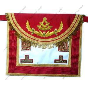 Masonic Regalia ผ้ากันเปื้อนสีแดงปักด้วยเชือกสีแดงคอหนังสำหรับใช้ฟรีเมสัน - Product Image 2