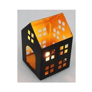 Bougeoir en gros fait à la main élégant moderne décoratif or et noir cabane conçu antique bougeoirs votifs - Product Image 1