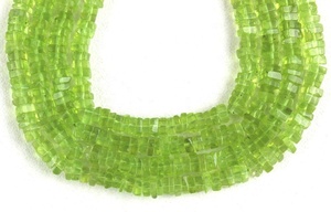 16" Long Strand Natural <b>Peridot</b> Gemstone Smooth Square Shape Heishi Beads Making Bar <b>Necklace</b> August Birthstone - Product Image 3