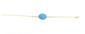 Pulseras de cadena ajustables hechas a mano con forma ovalada de piedras preciosas chapadas en oro Druzy azul natural - Product Image 4