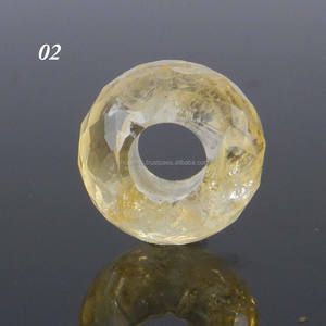 Bijoux en Citrine jaune naturelle, perles rondes à facettes, grand trou 14x8x5.5mm, fabrication de bijoux, IG9822 - Product Image 2