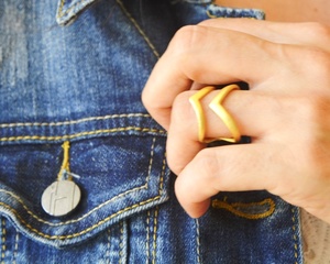 Contemporary Abstract Vintage Chunky Alloy Eternity Band <b>Ring</b> Double Lines Joint Middle Finger Knuckle Anniversary Fashion - Product Image 2