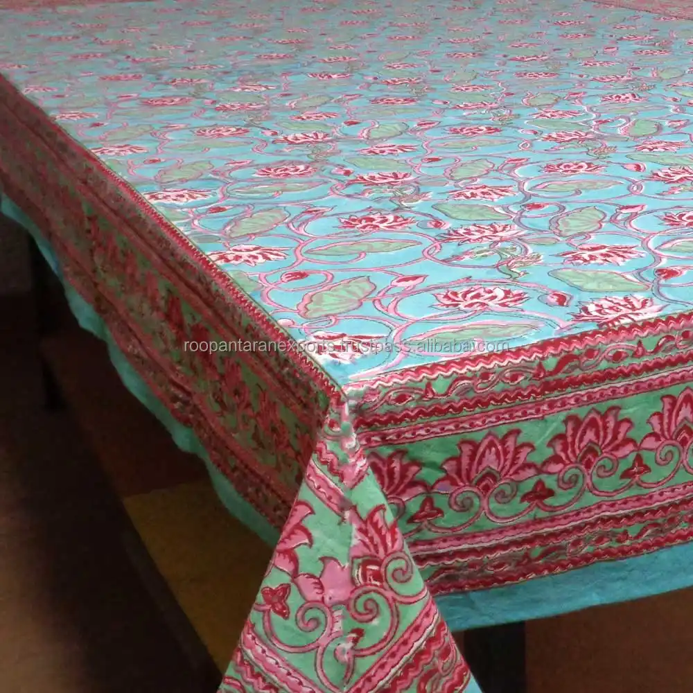 Lago de lótus jade indiano projetos da pintura da tela em toalha de mesa