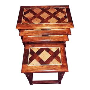 Bens — ensemble de table à thé quatre pièces, Table en bois sculpté à la main, ensemble de Table à fleurs en bois design fait à la main - Product Image 1
