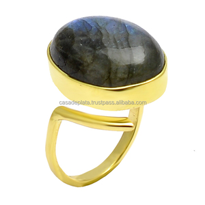 Oval Cab Labradorita Piedra preciosa solid925 Anillo hecho a mano de plata esterlina Ajuste de bisel Anillo de moda Último diseño de anillo Anillo de moda - Product Image 3