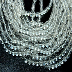 Cuentas sueltas de cristal natural de 14 pulgadas, forma redonda con acabado liso - Product Image 2