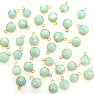 Pendentif lunette en argent sterling 925 naturel fait à la main Amazonite forme ronde plaqué or 14 carats et 18 carats avec caution pour la fabrication de bijoux - Product Image 4