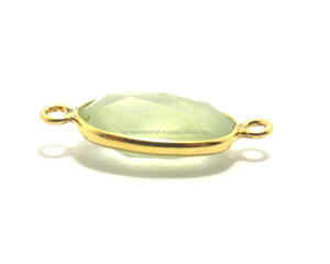 Prehnite เหลี่ยมเพชรพลอยเชื่อมต่อคริสตัลเครื่องประดับทำทองรูปวงรี14x16mm คู่ประกัน - Product Image 2