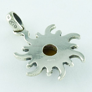 Forma de sol Piedra de ojo de tigre Plata de Ley 925 Colgante oxidado Joyería India precio al por mayor anillos giratorios Precio de plata esterlina - Product Image 4