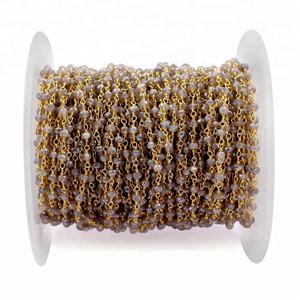 Chaîne de perles en Labradorite, un pied couvert or, maillons couverts - Product Image 1