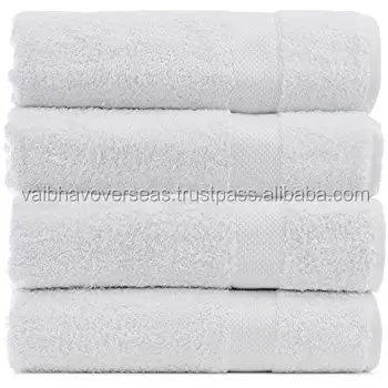 Cheap 100% Cotton Economy White Hotel Towels available in Bath Hand Face Sizes Made In India By Avior Industries PVT LTD