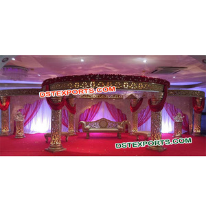 Mandap de Boda Redondo de Fibra Dorado con Cristales, Mandaps de Boda con Cristales Integrados CALIFORNIA - Product Image 1