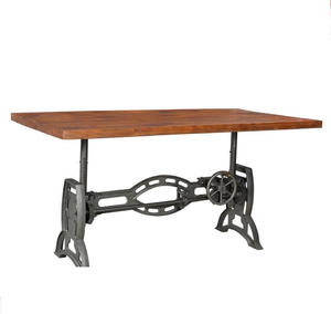 โต๊ะทานอาหารแบบมีฐานเหล็กปรับได้พร้อมไม้มะม่วงแข็งเฟอร์นิเจอร์สไตล์โรงงานในโรงงานอุตสาหกรรม - Product Image 2