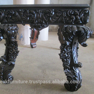 เก่าหนักแกะสลักโต๊ะเขียนหนังสือที่มี3ลิ้นชัก - Product Image 2