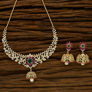 Collier américain CZ plaqué or, excellente finition, mm - Product Image 1