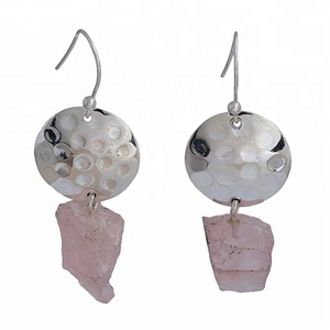 <b>Solid</b> 925 Sterling <b>Silver</b> Rose Quartz Dangle <b>Earrings</b> Fashionable Women's Jewelry with <b>Silver</b> Plated Gemstone for Parties Gifts - Product Image 1