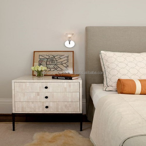 Mueble de Madera Maciza Antiguo con Incrustaciones de Hueso, Mesita de Noche con Incrustaciones de Hueso para Sala de Estar, Muebles para el Hogar Hechos de Madera - Product Image 6