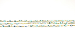 สร้อยโบโฮชุบทองเซอร์โคเนียรูปท้องฟ้าสีน้ำเงินทำด้วยมือส่วนประกอบอัญมณีหลายฝาจากธรรมชาติ - Product Image 2