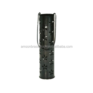 <b>Black</b> Powder Coated Finishes Tall Votive <b>Candle</b> <b>Holder</b> <b>Metal</b> Iron Leaf Cut Design <b>Candle</b> <b>Holder</b> - Product Image 1