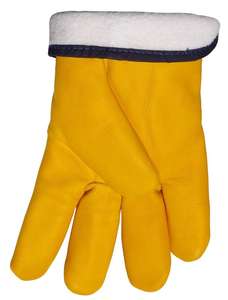 Guantes de trabajo de cuero de grano de vaca para hombre, guantes de seguridad para conducción mecánica, cálidos, resistentes al calor, resistentes al agua, para invierno - Product Image 2