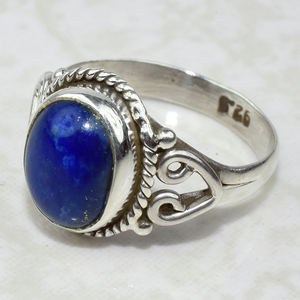 Jolies bagues en argent Sterling 925 Lapis à lunette bleue de forme ovale, vendeuse et grossiste, bijoux en argent de mode indienne - Product Image 3