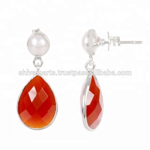 ต่างหูมุกอัญมณีหลายเม็ดทำจาก925เงินสเตอริ่งต่างหูแบบห้อย - Product Image 3