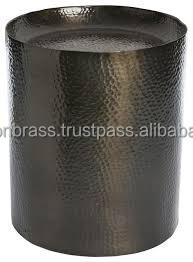 Tabouret cylindrique en métal aluminium Vase décoratif Table d'appoint avec design martelé Tabouret d'appoint en métal pour chambre à coucher Mobilier pour la décoration intérieure - Product Image 4
