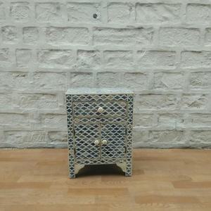 Table d'appoint moderne et écologique en incrustation d'os noir et blanc à hauteur réglable pour le salon - Product Image 1