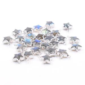 Labradorita de 14 a 16 mm con forma de estrella y bailarina, colgante plateado para la creación de joyas - Product Image 1
