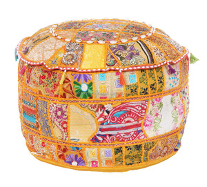 Otomana Redonda de Patchwork Vintage India - Product Image 1
