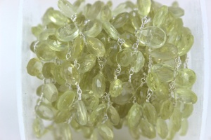 Sterling Silver Lemon Quartz Gemstone Pear & <b>Heart</b> <b>Shape</b> Sparking 5-8mm Wire Wrapped Attractive Gift Rosary Chain High Quality - Product Image 6