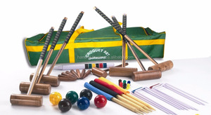 Ensemble de croquet en bois léger, réglable, finition rétro et classique - Product Image 2