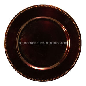 Plaque de chargeur martelée plaquée cuivre Plaque de chargeur en métal de haute qualité Plats Plaque Bordure décorative Design - Product Image 5