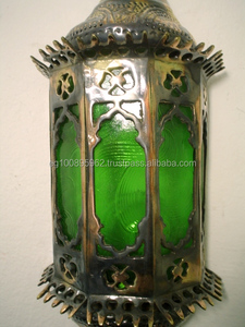 BR116สไตล์โบราณผนังทองเหลือง Sconces คู่คราบแก้วเรียงราย - Product Image 3