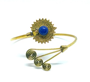 2022 nouvelle mode or couleur laiton manchette Bracelet pour femmes couleur or bijoux avec Lapis Lazuli pierre - Product Image 1