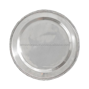 Assiette de chargeur décorative finie argent assiettes assiettes en métal assiette de chargeur de restaurant ronde simple - Product Image 4