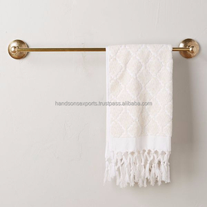Hammered Brass <b>Towel</b> Rod <b>Bar</b> Wall Mounted Bathroom for Home Hotel Hanging Drying <b>Towel</b> Rack - Product Image 1