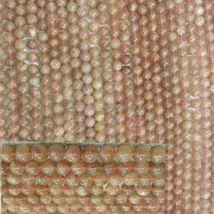 Hebras de cuentas de cuarzo fresa, cuentas redondas de grado AA +, cuentas de piedras preciosas - Product Image 1