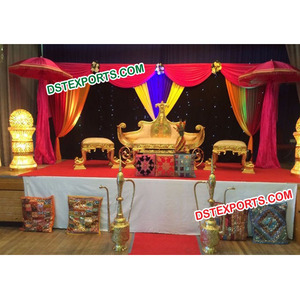 Meubles de mariage Royal Maharaja ensemble de canapé de roi de mariage ensemble de meubles de scène de mariage chaises Vidhi nouveau Design en bois Weding Mandap - Product Image 2