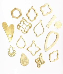 Breloques ouvertes en forme de diamant, bijoux brossés plaqués or fabriqués à partir de matériaux métalliques en laiton et cuivre pour la fabrication de bijoux - Product Image 3