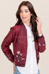 Women Custom Baseball Varsity Bomber <b>Jacket</b> 100% Polyester Nylon Satin Bomber <b>Jacket</b> for Unisex - Product Image 5