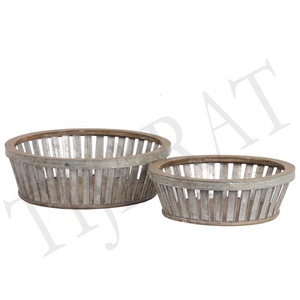 Old Design Metal Galvanized Iron Storage <b>Basket</b> <b>Tray</b> with Handles for Display in Home Hotel or Restaurant - Product Image 4