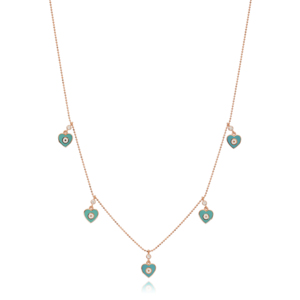 Bijoux à breloques en forme de cœur en émail Turquoise, vente en gros, collier turc fait à la main en argent Sterling 925 - Product Image 1