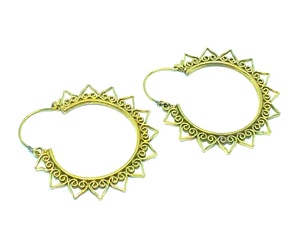 น้ำหนักเบาชนเผ่าต่างหูอินเดียเครื่องประดับทองเหลืองต่างหูห่วง - Product Image 2