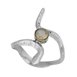 Piedra preciosa de citrino facetada redonda, anillo de diseñador de Plata de Ley 925, joyería plateada, ajuste de bisel, anillo de moda para mujer. - Product Image 3