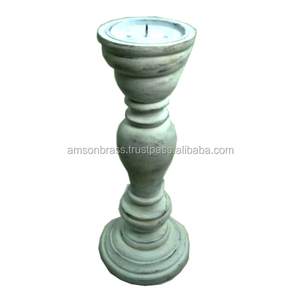 เชิงเทียนสไตล์อเมริกันผู้ผลิตและขายส่งเชิงเทียนไม้สีขาว Patina เสร็จสิ้น - Product Image 1