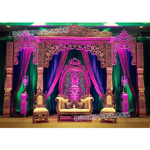 Escenario de boda de bollwood 2016, conjunto de escenarios de fibra tallada pesada, Jodha Akbar Stage/Mandap - Product Image 1