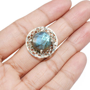 Anillo de Plata de Ley 925 con forma redonda de felpa, joyería India - Product Image 4